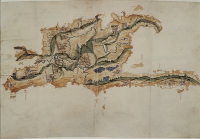 Map of the island of Santo Domingo by Spanish School